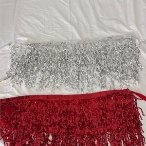 Silver and Red Sequin Skirts